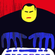 A cartoonish man types on a computer.